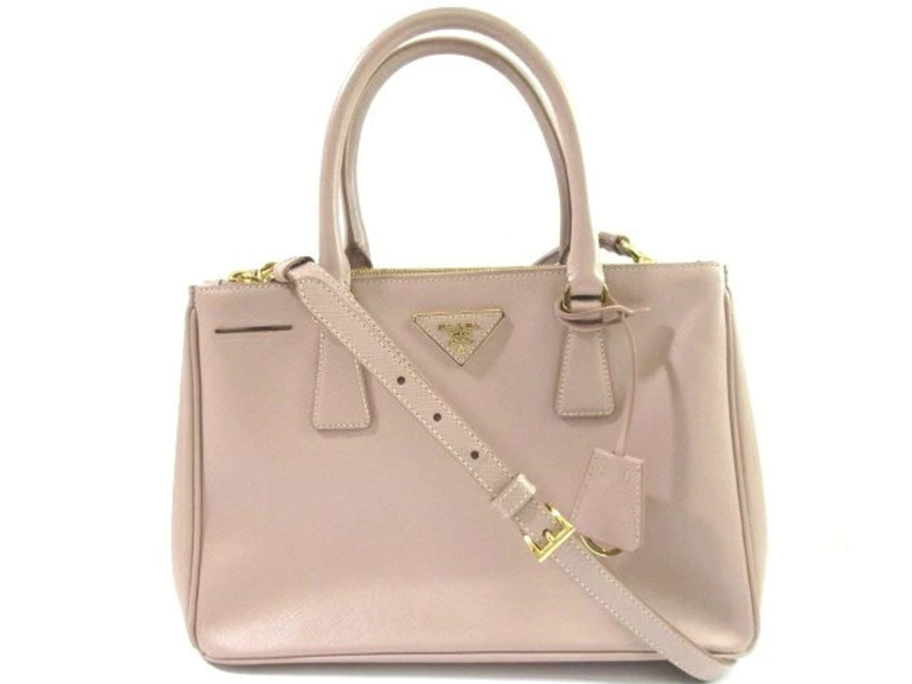 Prada Shoulder Bag Galleria Saffiano Leather Pink Beige Cream